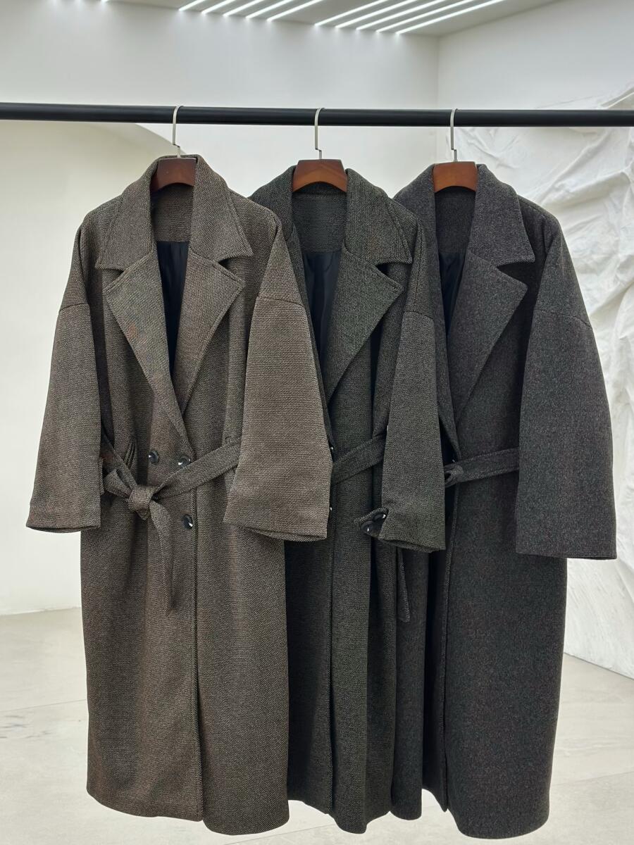 پالتو کلاسیک طرح بافت موهری آستین پاگون دار آستردار pd303-16