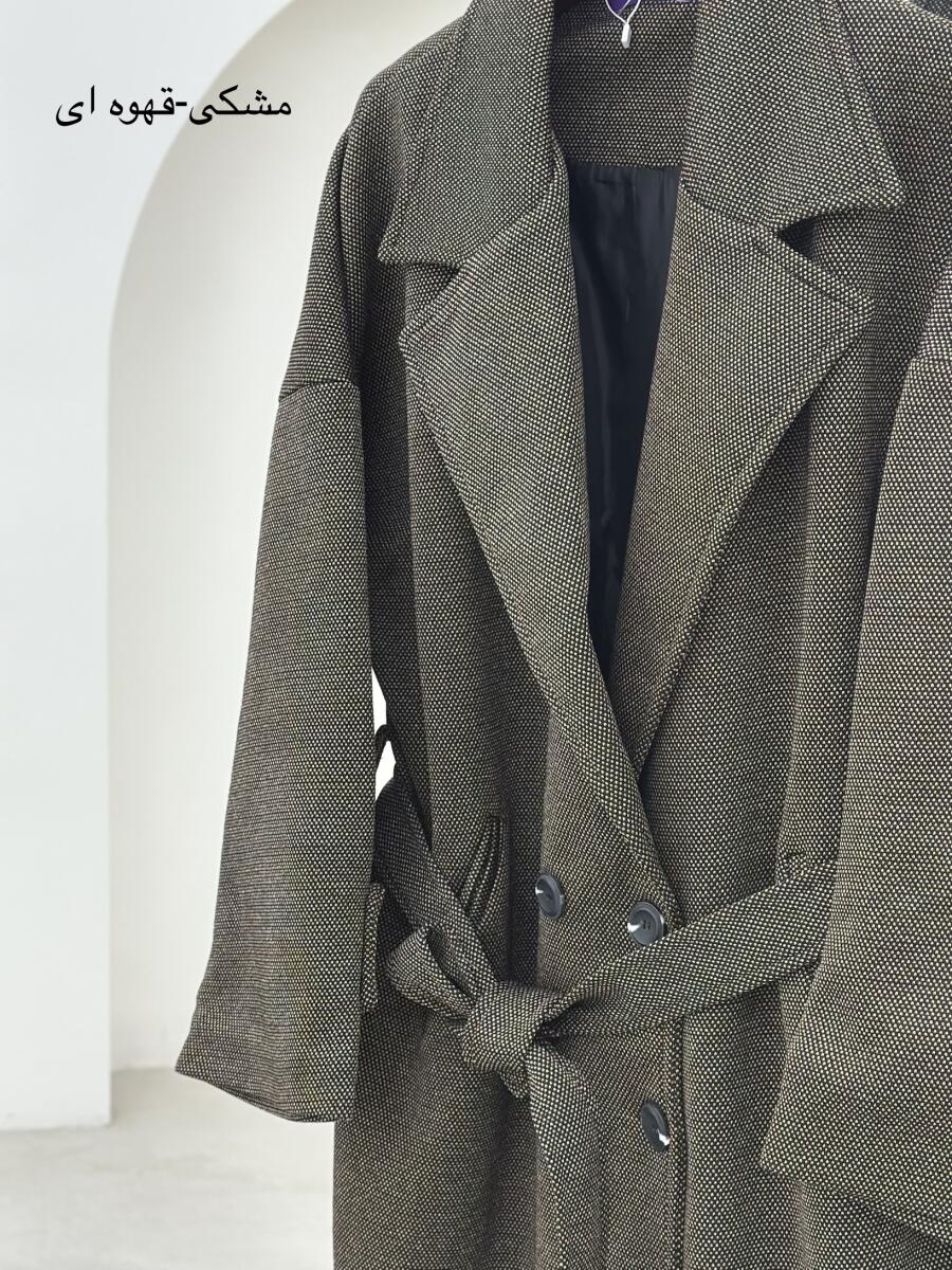 پالتو کلاسیک طرح بافت موهری آستین پاگون دار آستردار pd303-16