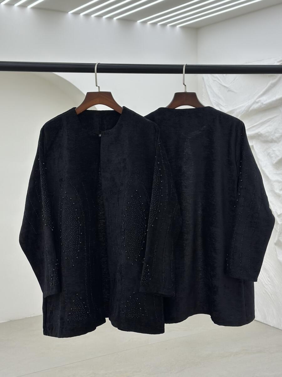 پالتو مخمل نگین دوزی و مروارید دوزی شده pd302-3