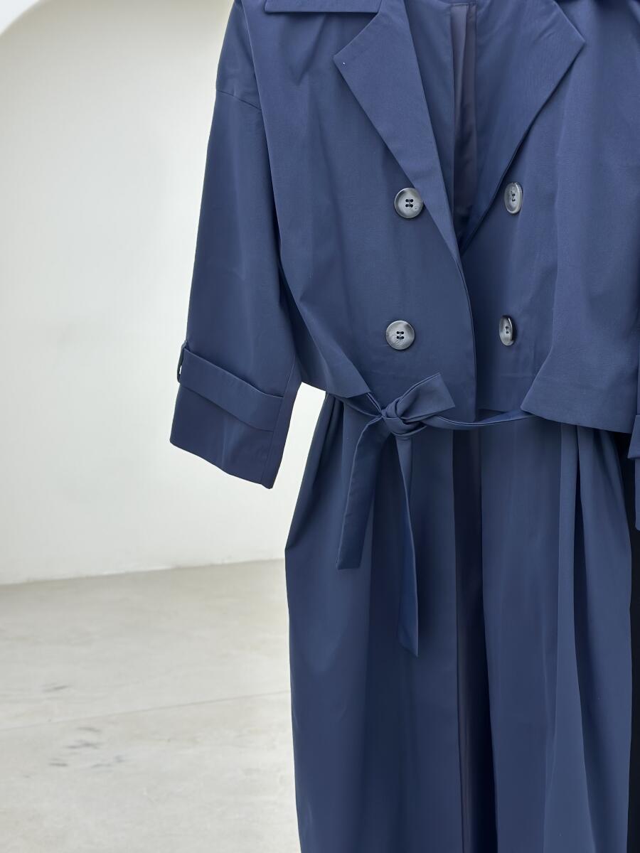 ست 2تیکه وست آستردار بلند و ترنچ کت کتان pd301-9