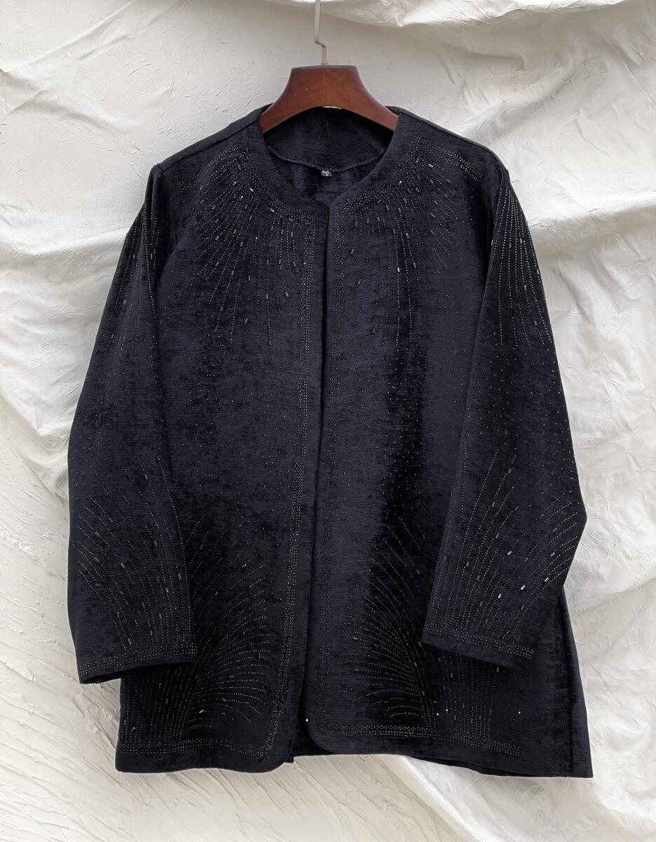 پالتو مخمل نگین دوزی شده طرح خوشه ای pd300-5