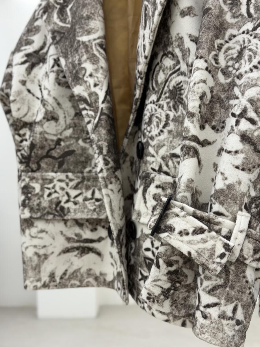 پالتو موهر کتی طرح دار آستین کمربندی آستردار pd299-8