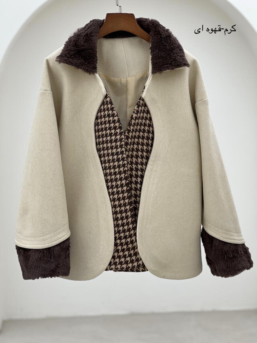 پالتو فوتر کتی خرج کار پوست و بافت طرح پیچازی آستردار pd313-7