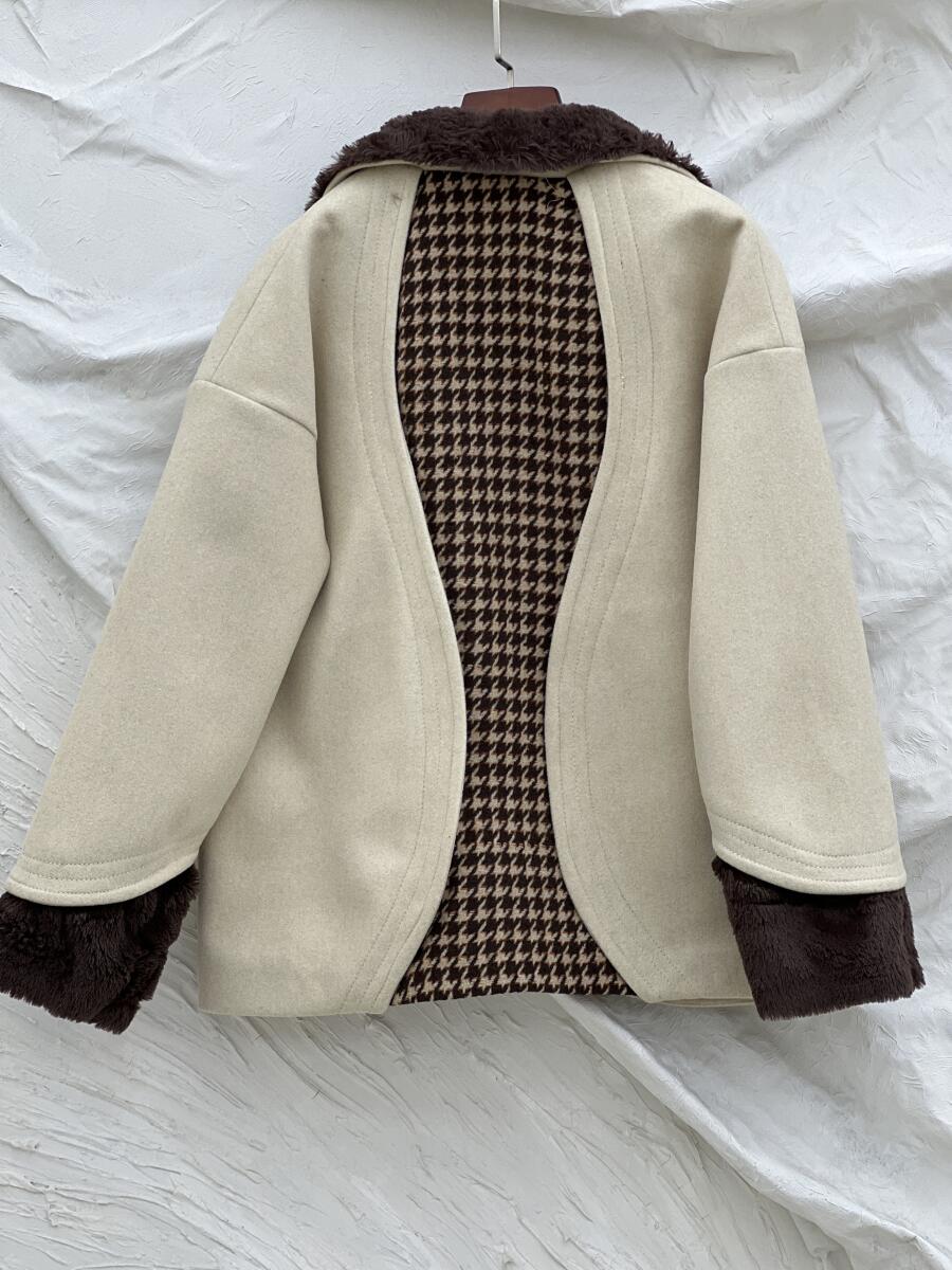 پالتو فوتر کتی خرج کار پوست و بافت طرح پیچازی آستردار pd313-7