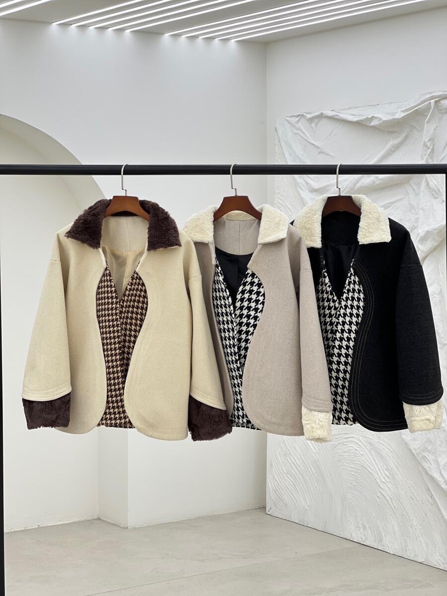 پالتو فوتر کتی خرج کار پوست و بافت طرح پیچازی آستردار pd313-7