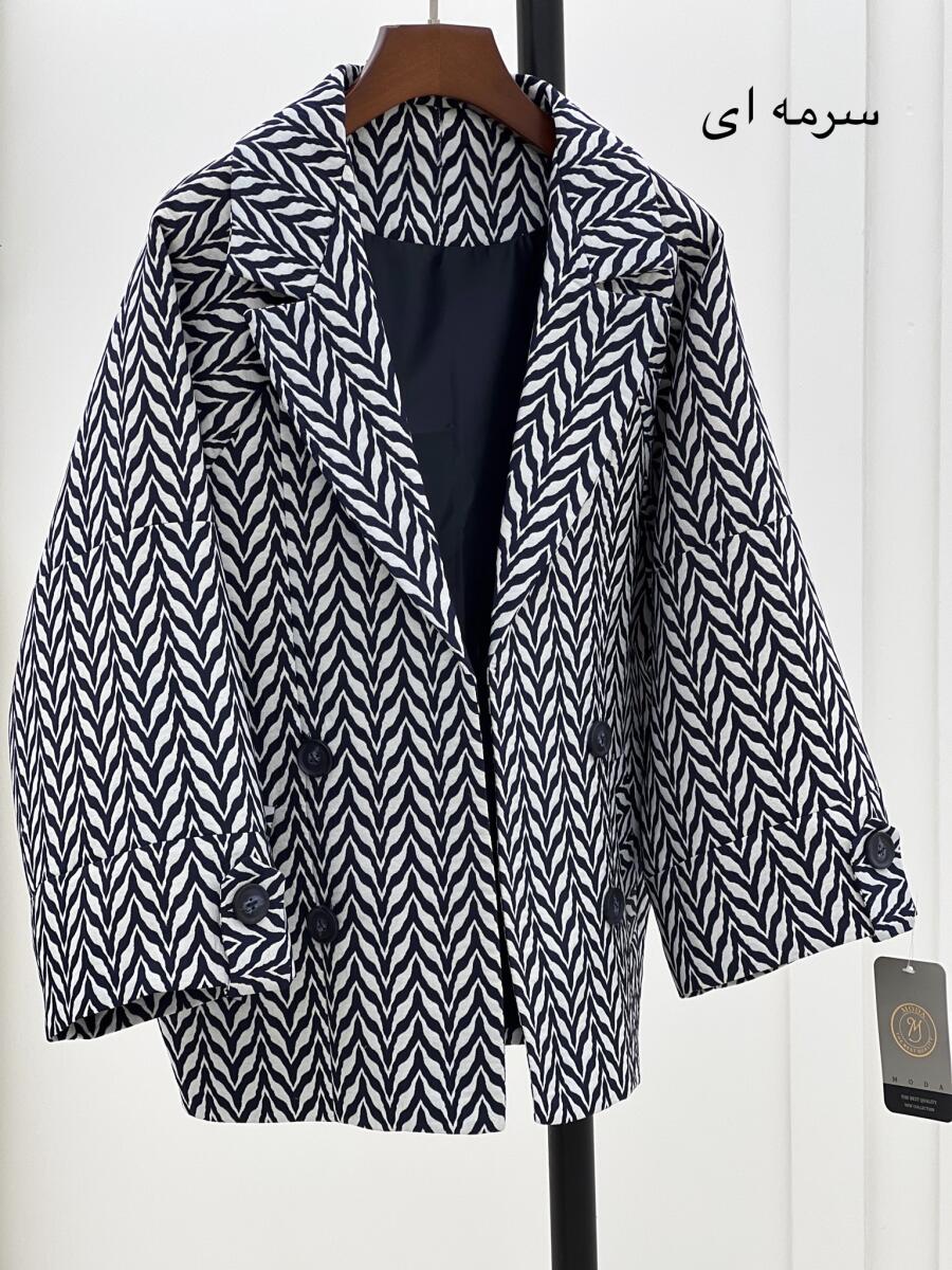 کت پاییزه طرح دار 4 دکمه آستردار pd311-9