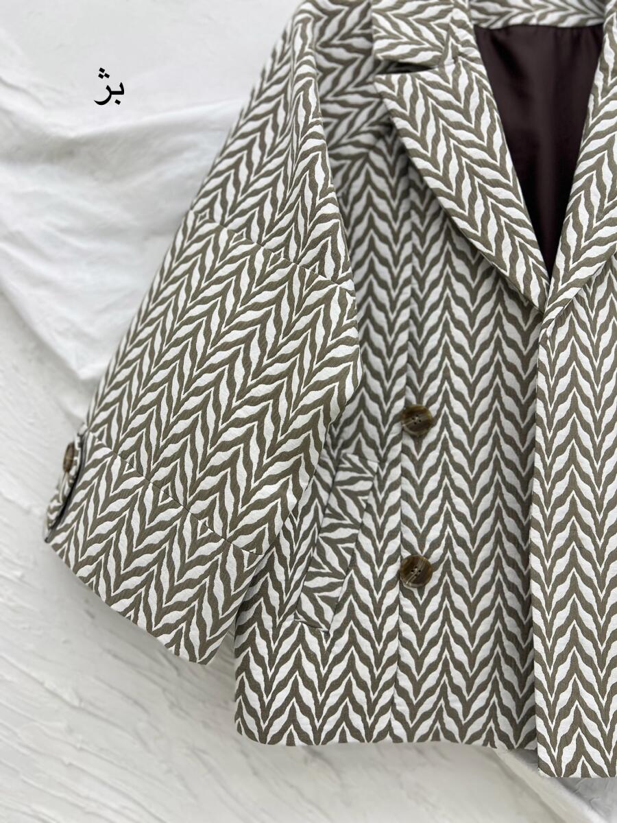 کت پاییزه طرح دار 4 دکمه آستردار pd311-9