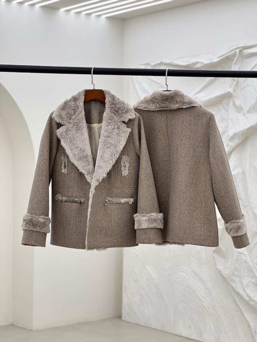 پالتو فوتر کتی یقه انگلیسی خرج کار پوست آستردار pd308-6