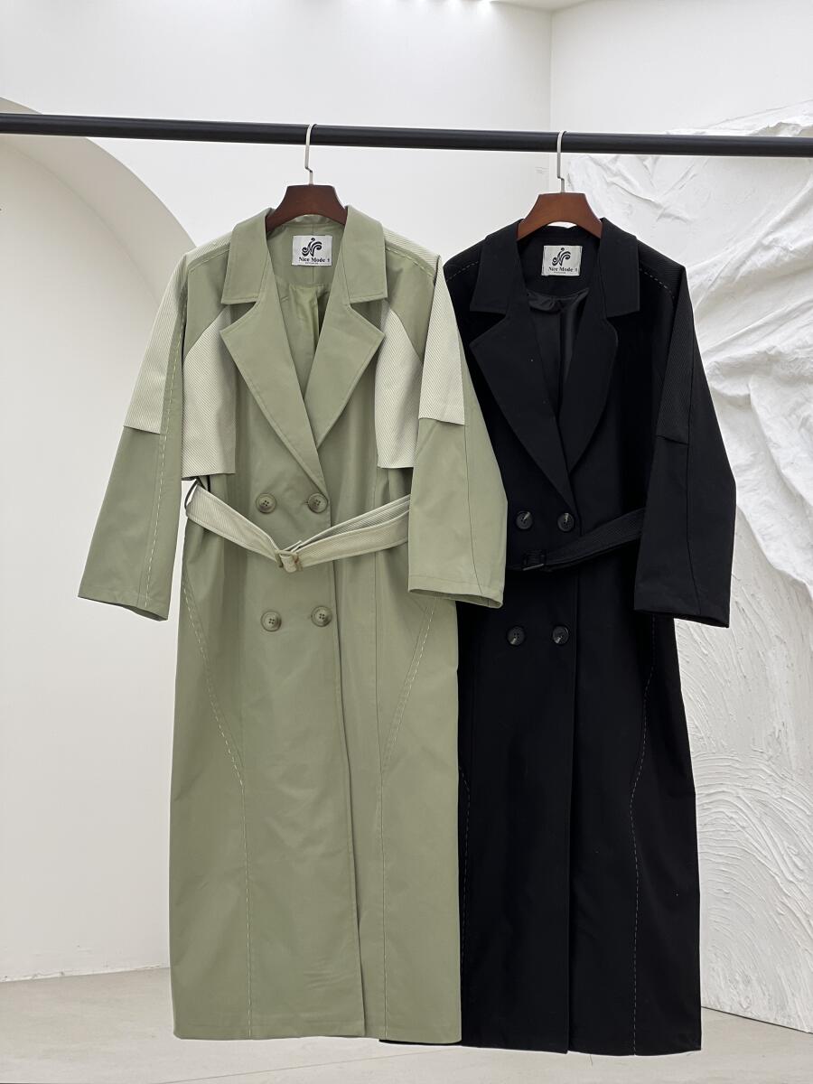 بارانی کتان کج راه 4 دکمه کوک دوزی شده آستردار pd320-10