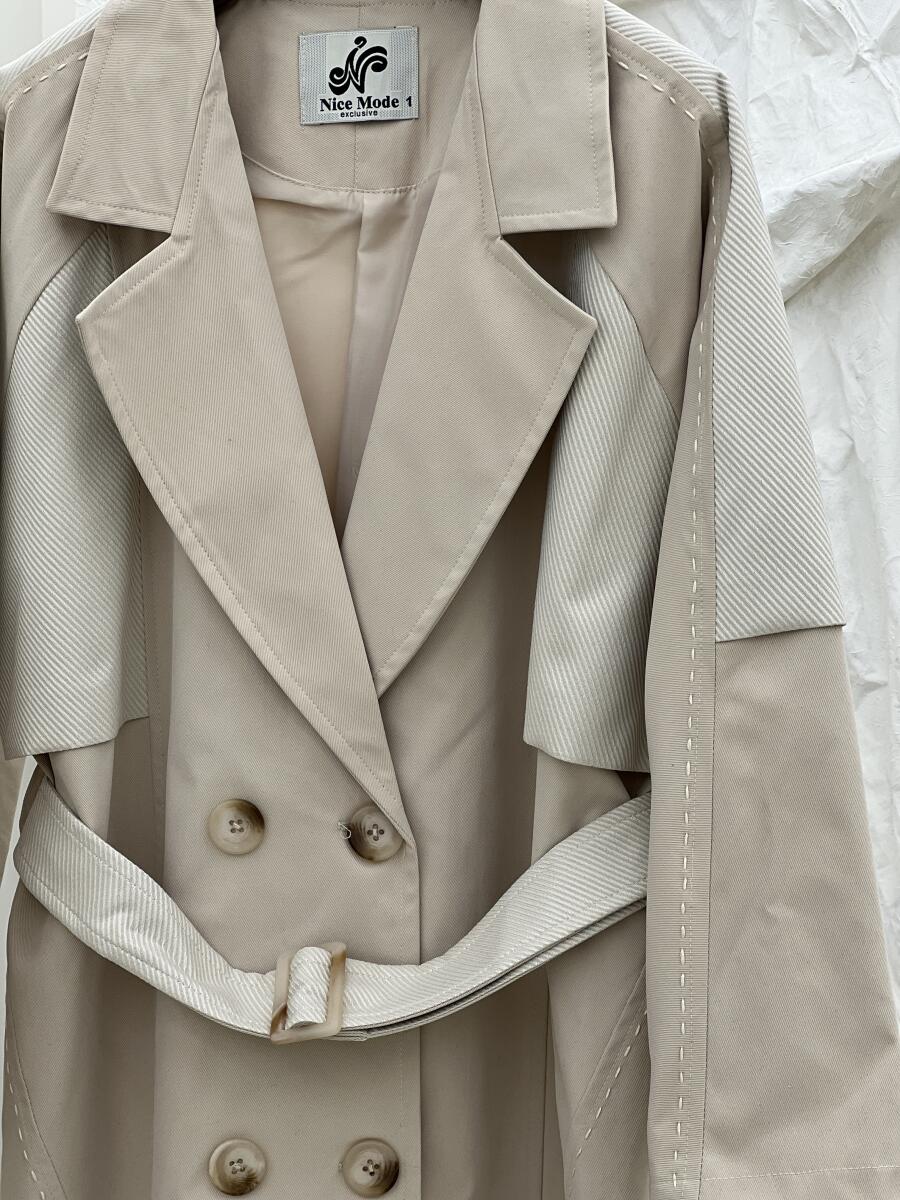 بارانی کتان کج راه 4 دکمه کوک دوزی شده آستردار pd320-10