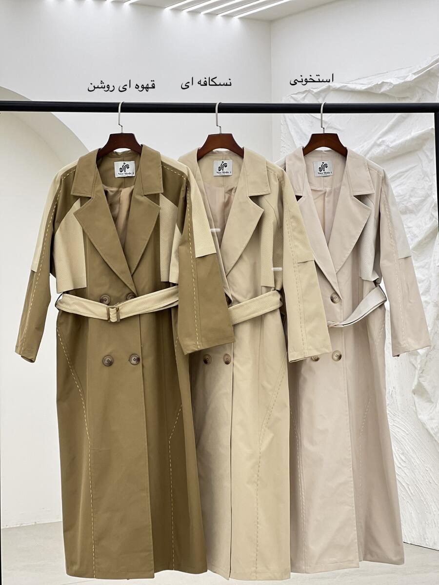 بارانی کتان کج راه 4 دکمه کوک دوزی شده آستردار pd320-10