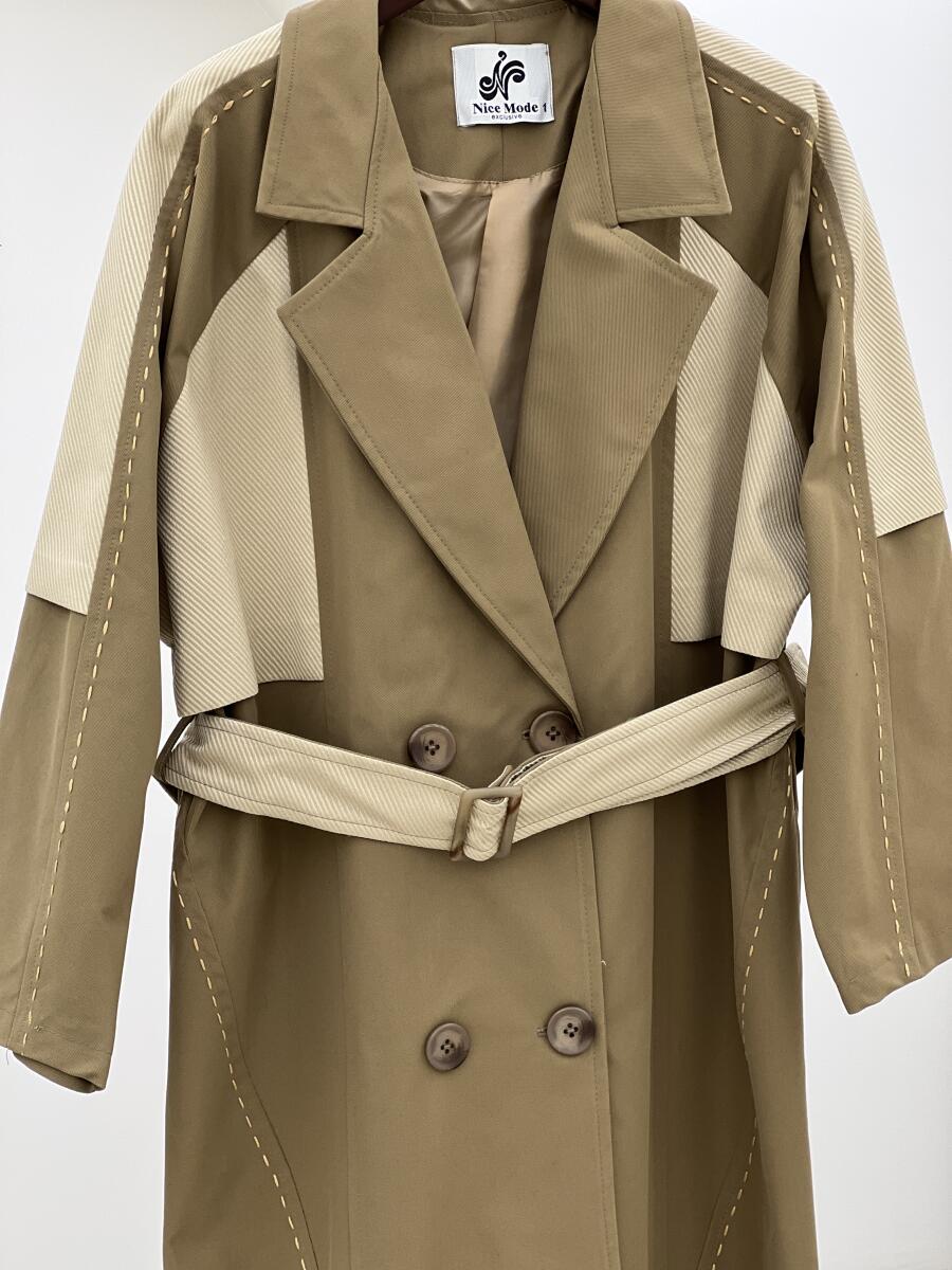 بارانی کتان کج راه 4 دکمه کوک دوزی شده آستردار pd320-10