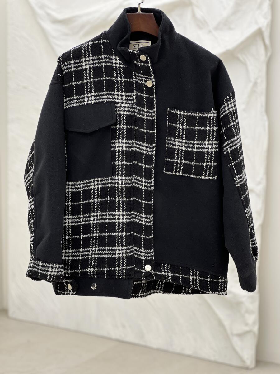 کاپشن فوتر اسپرت خرج کار موهر طرح چهارخونه آستردار pd326-7