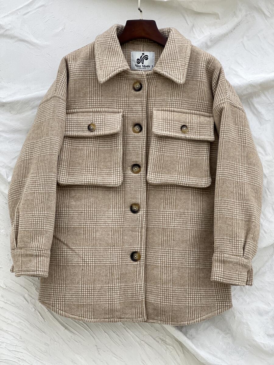 شکت موهر داخل تدی جیب دار طرح چهارخونه pd323-8