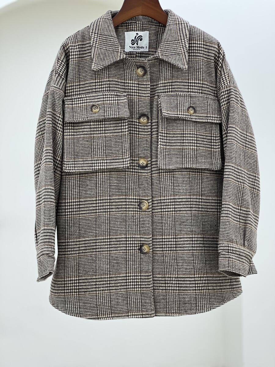 شکت موهر داخل تدی جیب دار طرح چهارخونه pd323-8