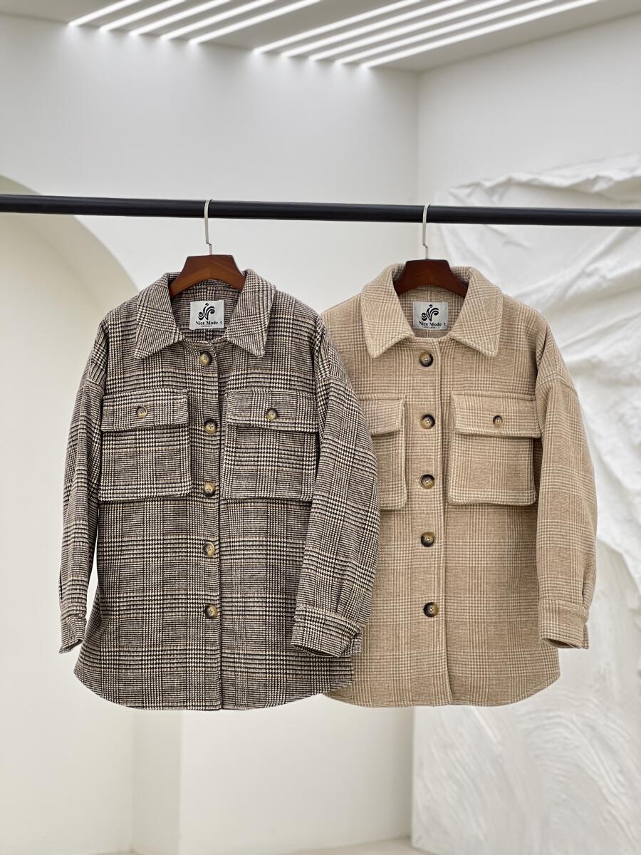 شکت موهر داخل تدی جیب دار طرح چهارخونه pd323-8