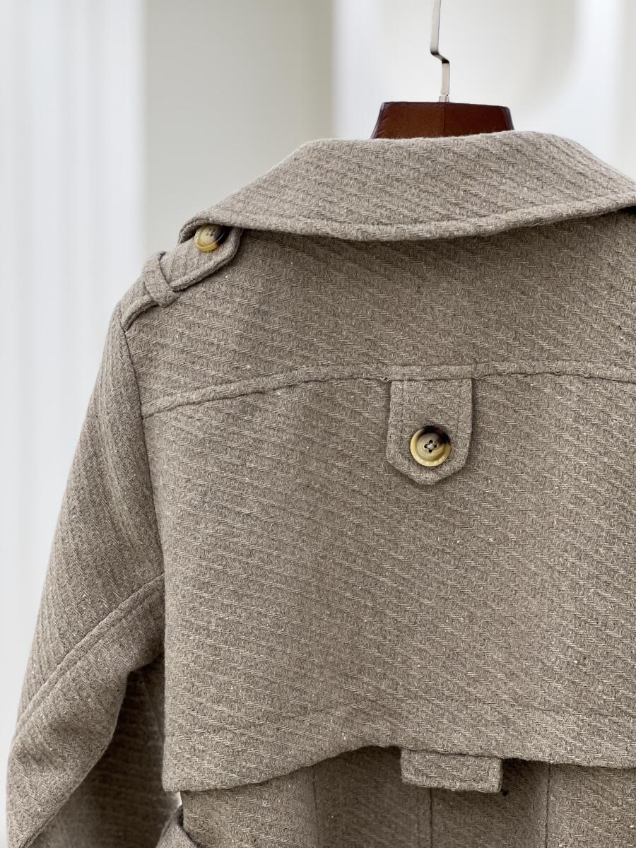 پالتو کتی طرح بافت کمربنددار آستردارpd332-6