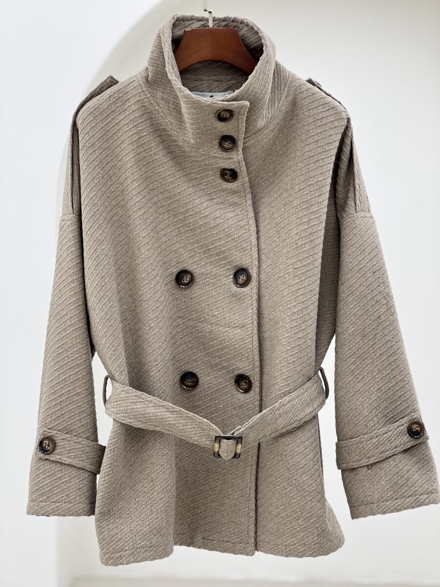 پالتو طرح بافت یقه ایستاده آستردارpd331-4