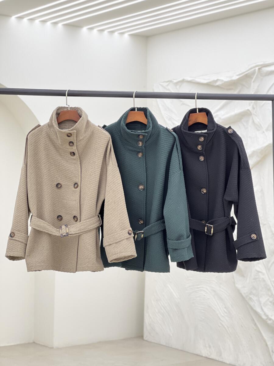 پالتو طرح بافت یقه ایستاده آستردارpd331-4