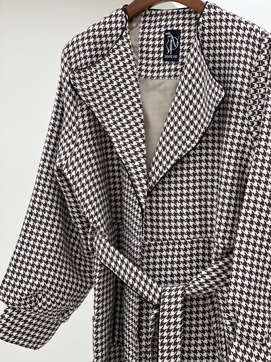 پالتو طرح بافت طرح پیچازی کمربنددار آستردار pd333-10