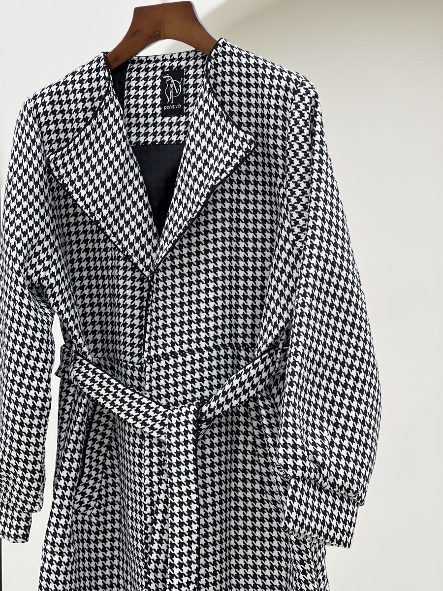 پالتو طرح بافت طرح پیچازی کمربنددار آستردار pd333-10