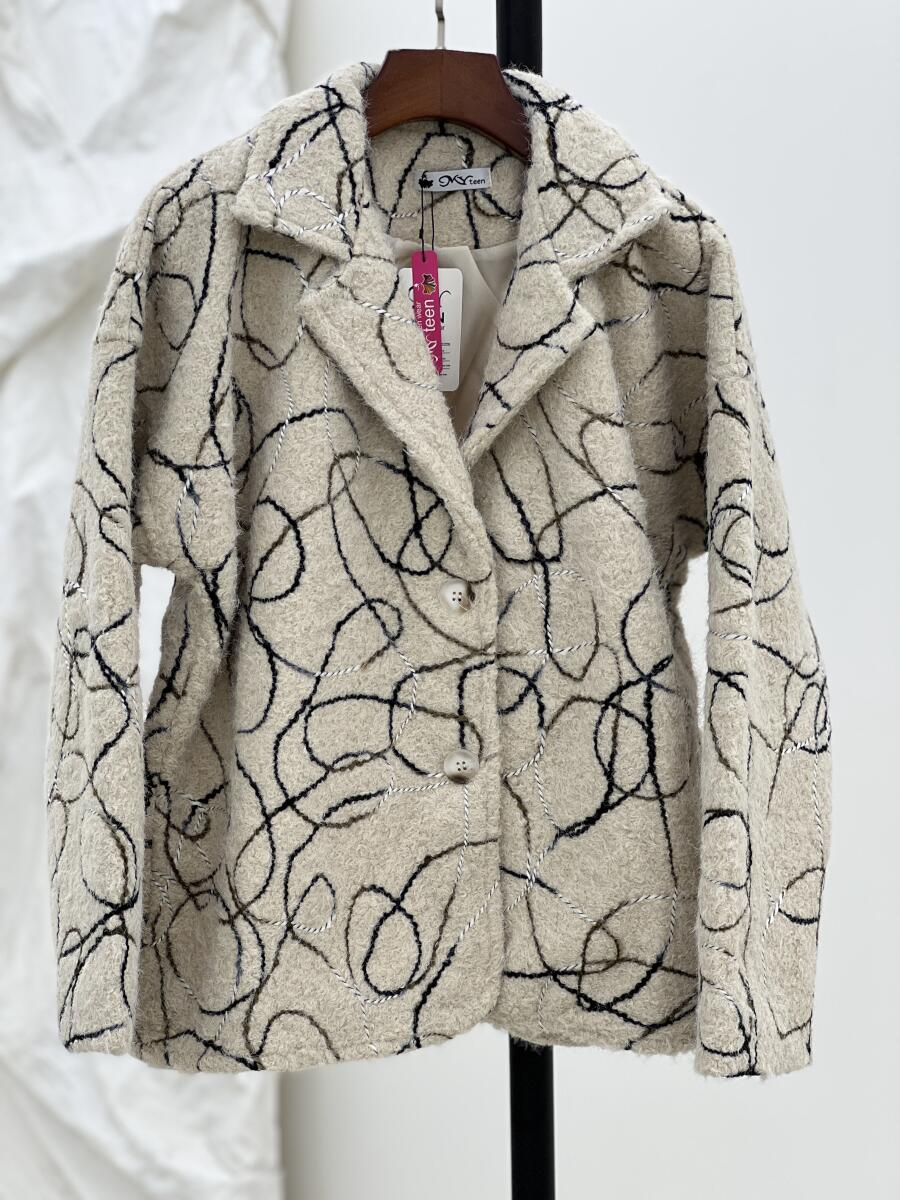 پالتو کتی موهر پشمی گلدوزی شده 2دکمه آستردار pd343-12