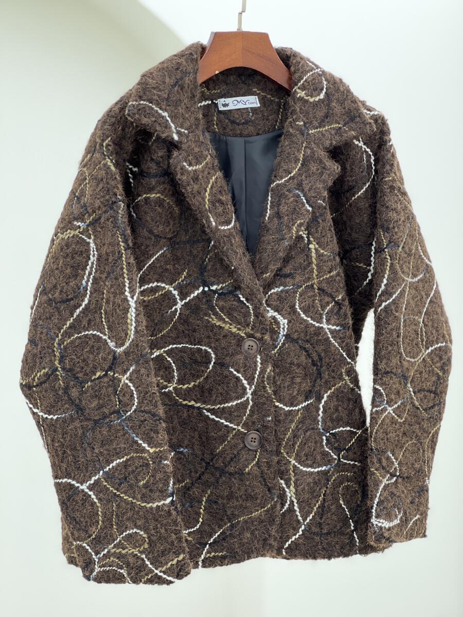 پالتو کتی موهر پشمی گلدوزی شده 2دکمه آستردار pd343-12