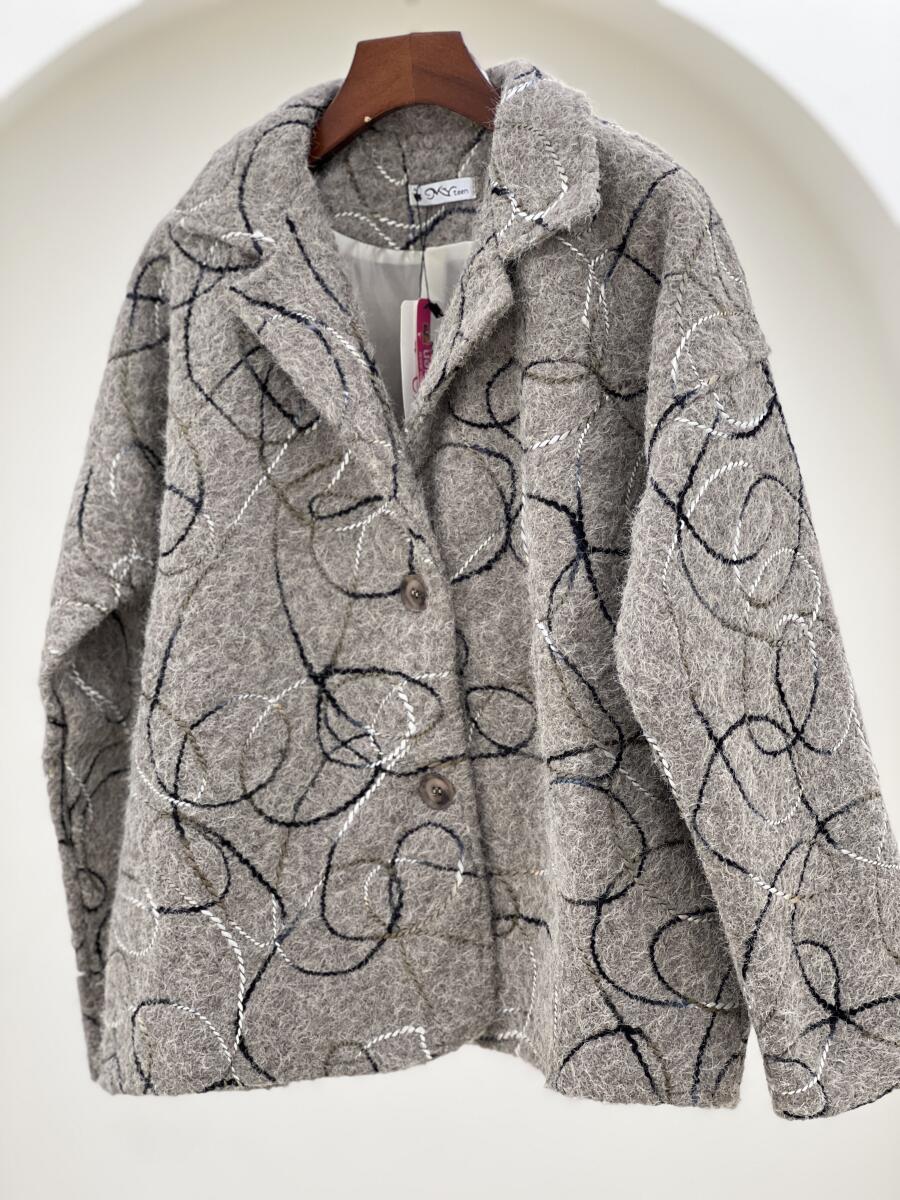 پالتو کتی موهر پشمی گلدوزی شده 2دکمه آستردار pd343-12