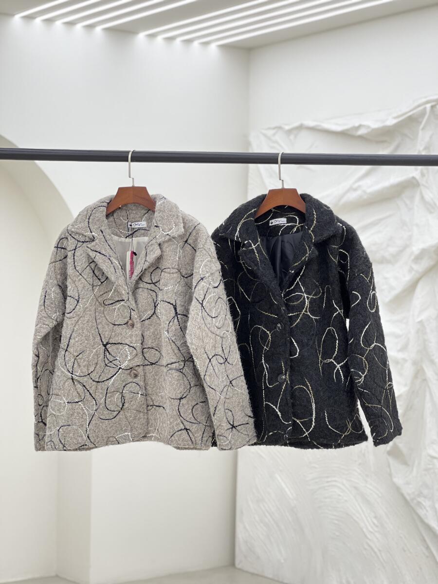 پالتو کتی موهر پشمی گلدوزی شده 2دکمه آستردار pd343-12