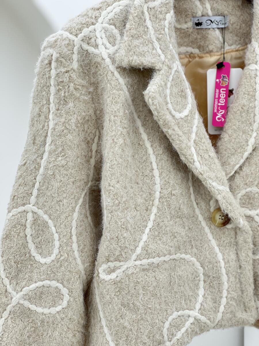 کت موهر پشمی مزونی گلدوزی شده آستردار pd341-12