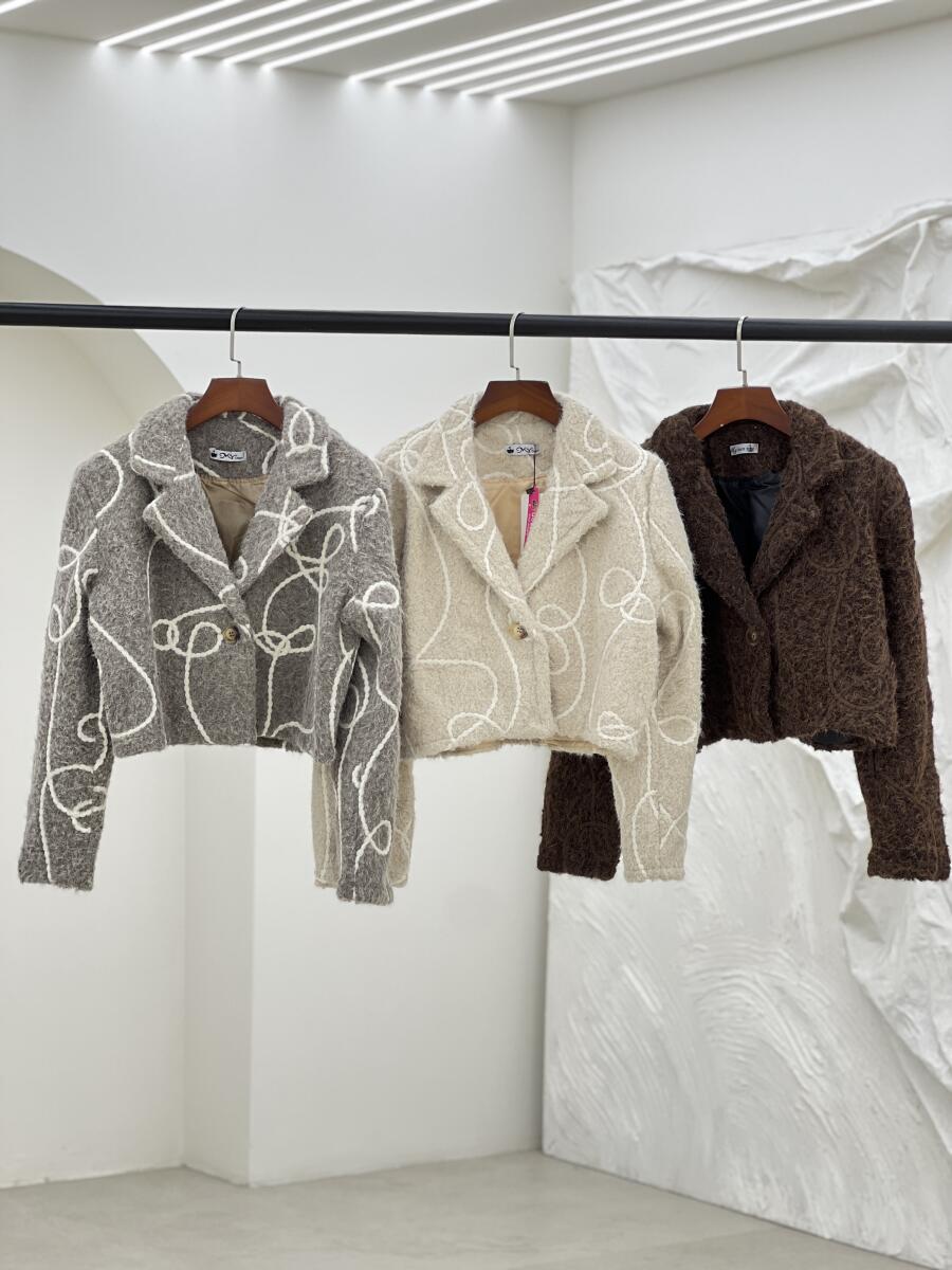 کت موهر پشمی مزونی گلدوزی شده آستردار pd341-12