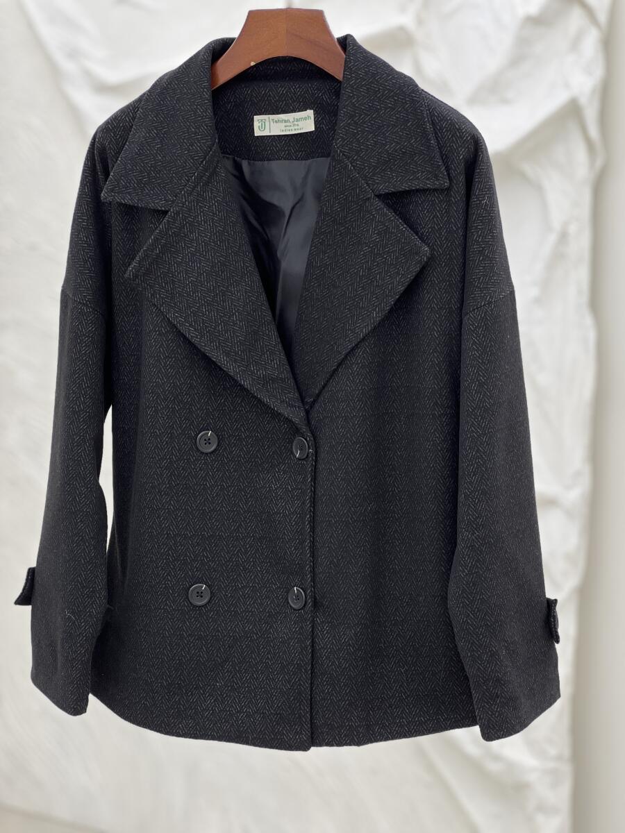 پالتو موهر کتی طرح جناغی آستین پاگون دار آستردار pd340-12