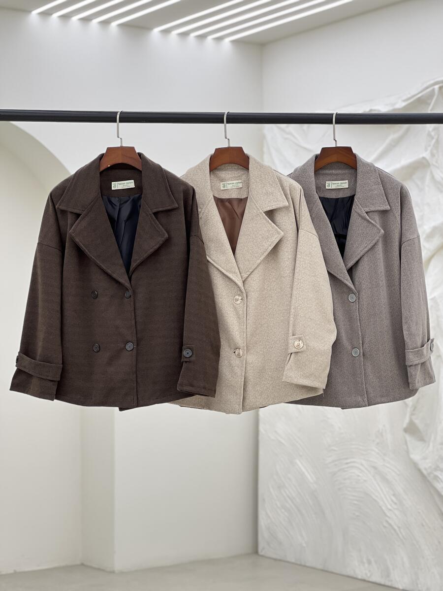 پالتو موهر کتی طرح جناغی آستین پاگون دار آستردار pd340-12