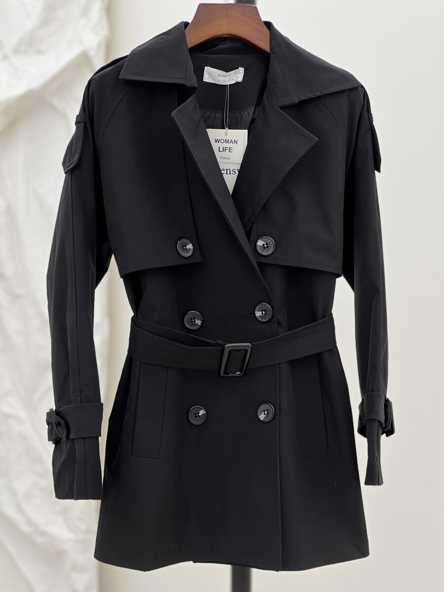 ترنچ کت کتان آستین کمربندی آستردار pd338-12