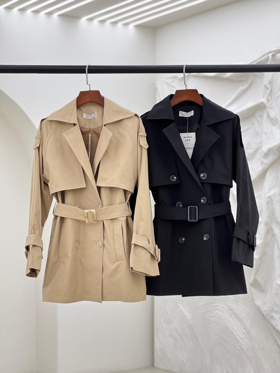 ترنچ کت کتان آستین کمربندی آستردار pd338-12