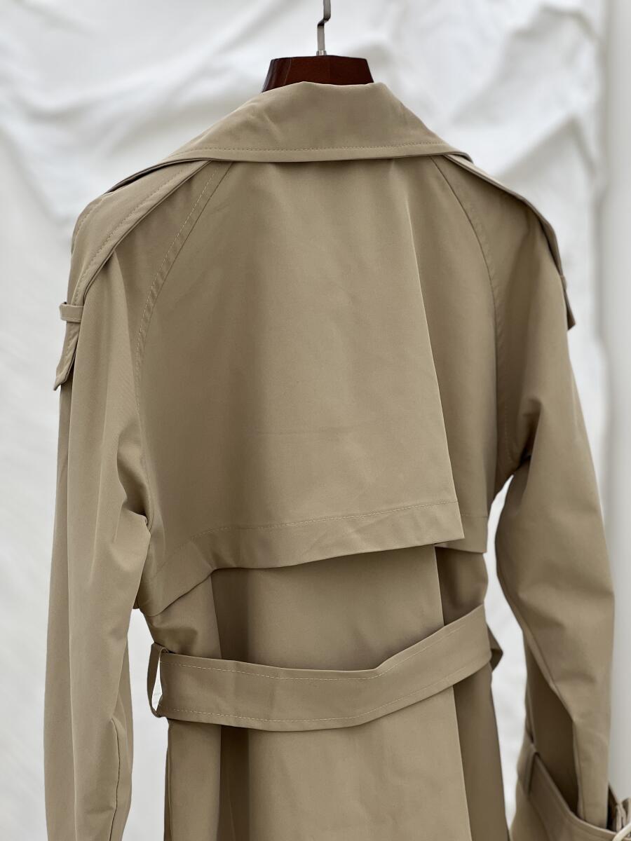 ترنچ کت کتان آستین کمربندی آستردار pd338-12