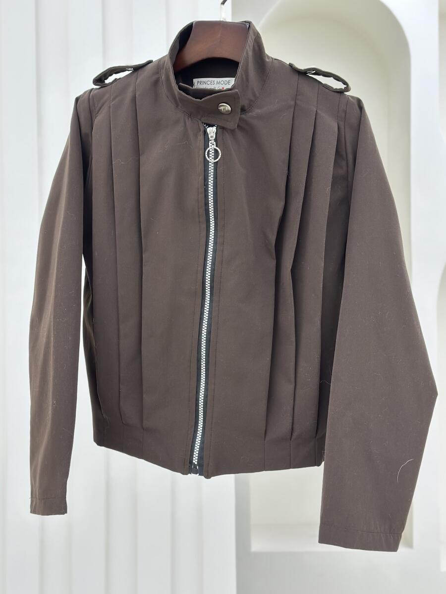 بامبر طرح پلیسه ای زیپی آستردار pd392-14