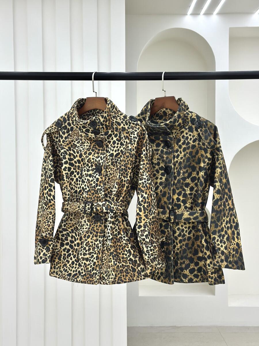 پالتو موهر طرح پلنگی یقه ایستاده آستردار pd388-7