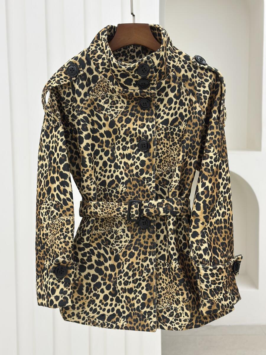 پالتو موهر طرح پلنگی یقه ایستاده آستردار pd388-7