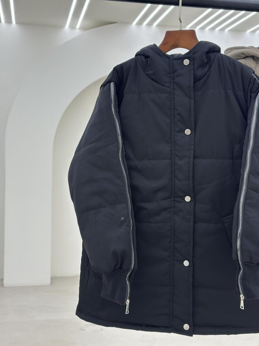 کاپشن کتان داخل پشم شیشه کلاهدار pd397-6