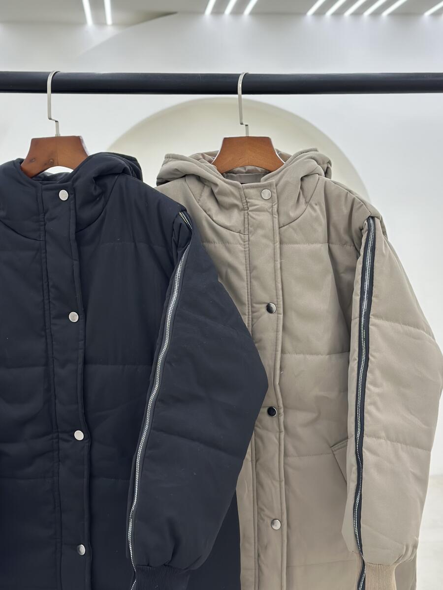 کاپشن کتان داخل پشم شیشه کلاهدار pd397-6