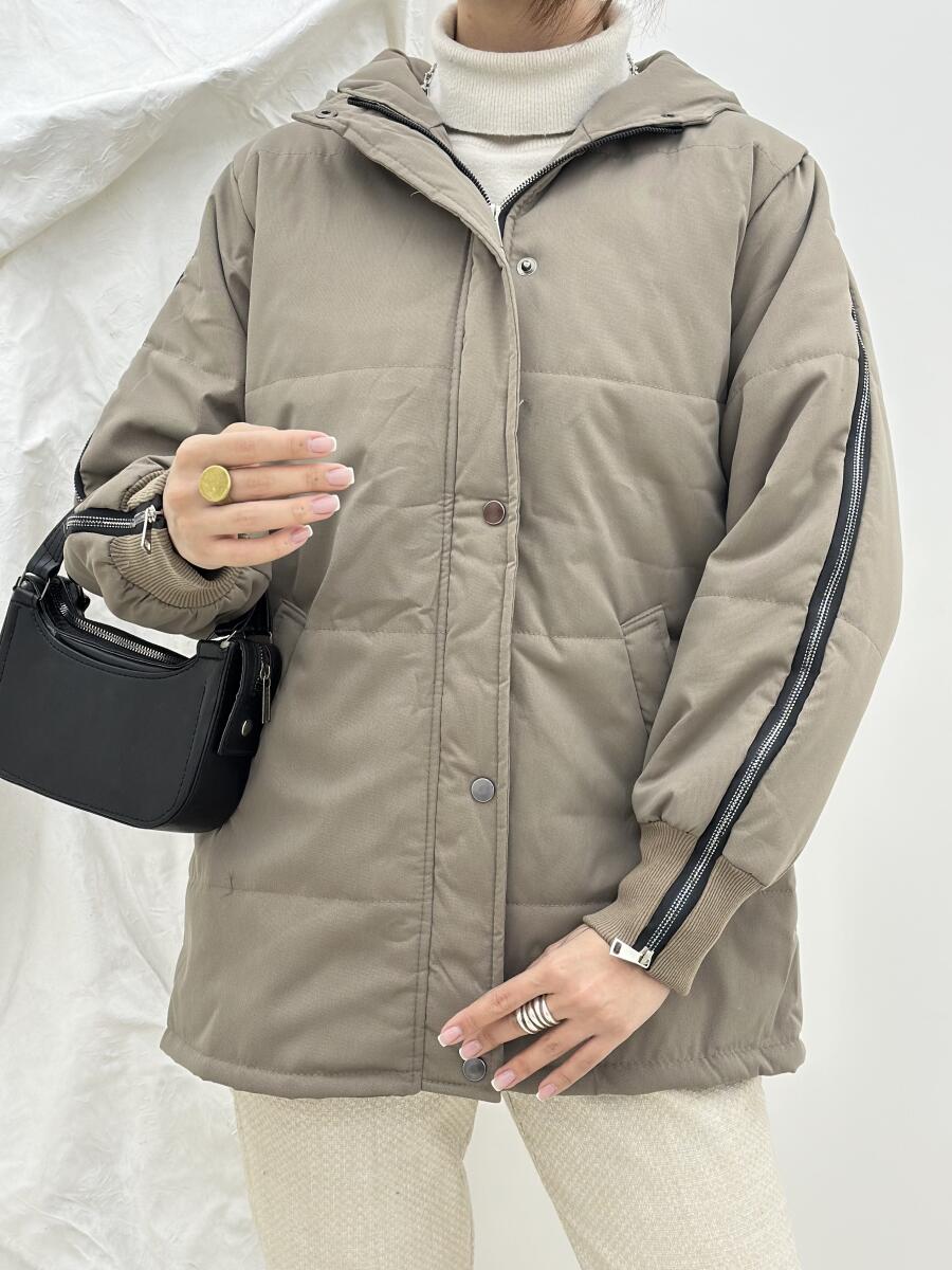 کاپشن کتان داخل پشم شیشه کلاهدار pd397-6