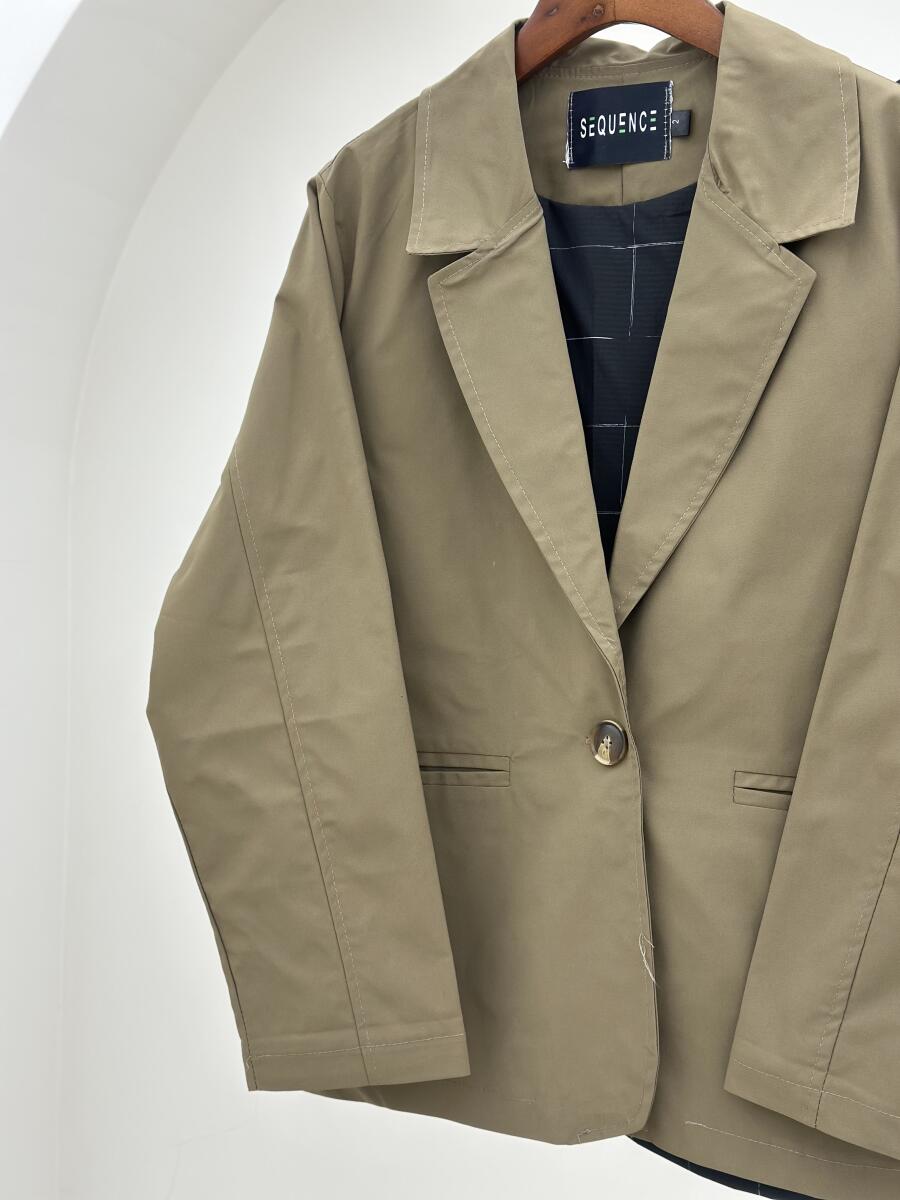 بارانی کتی تک دکمه جیب دار آستردار pd413-5