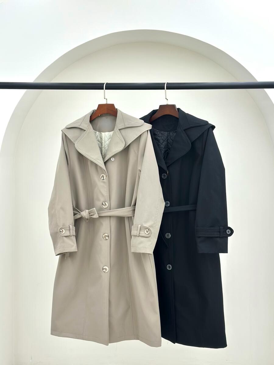 بارانی کتان دکمه دار داخل پشم شیشه کلاهدار آستردار pd410-8