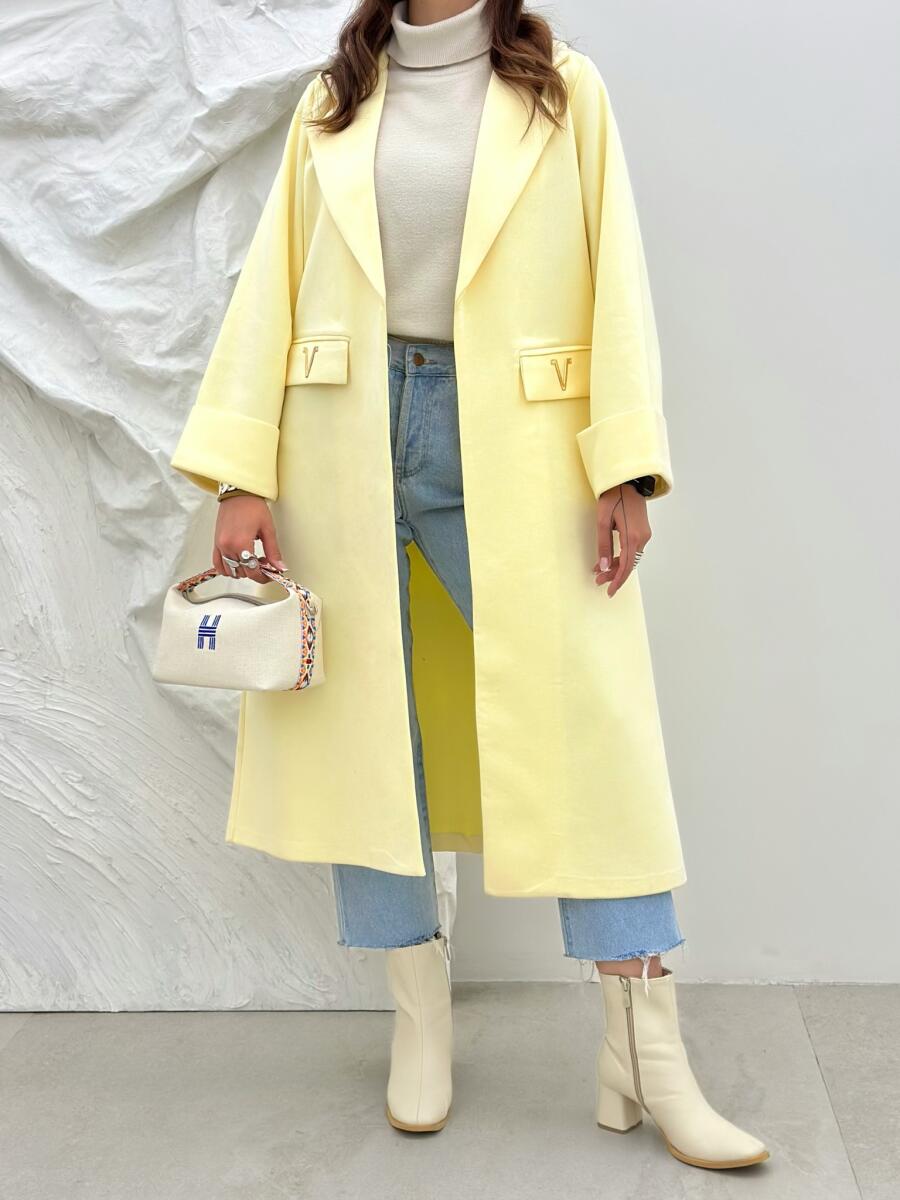 پالتو سوییت مزونی جیب اکسسوری دار آستین دوبل pd423-10