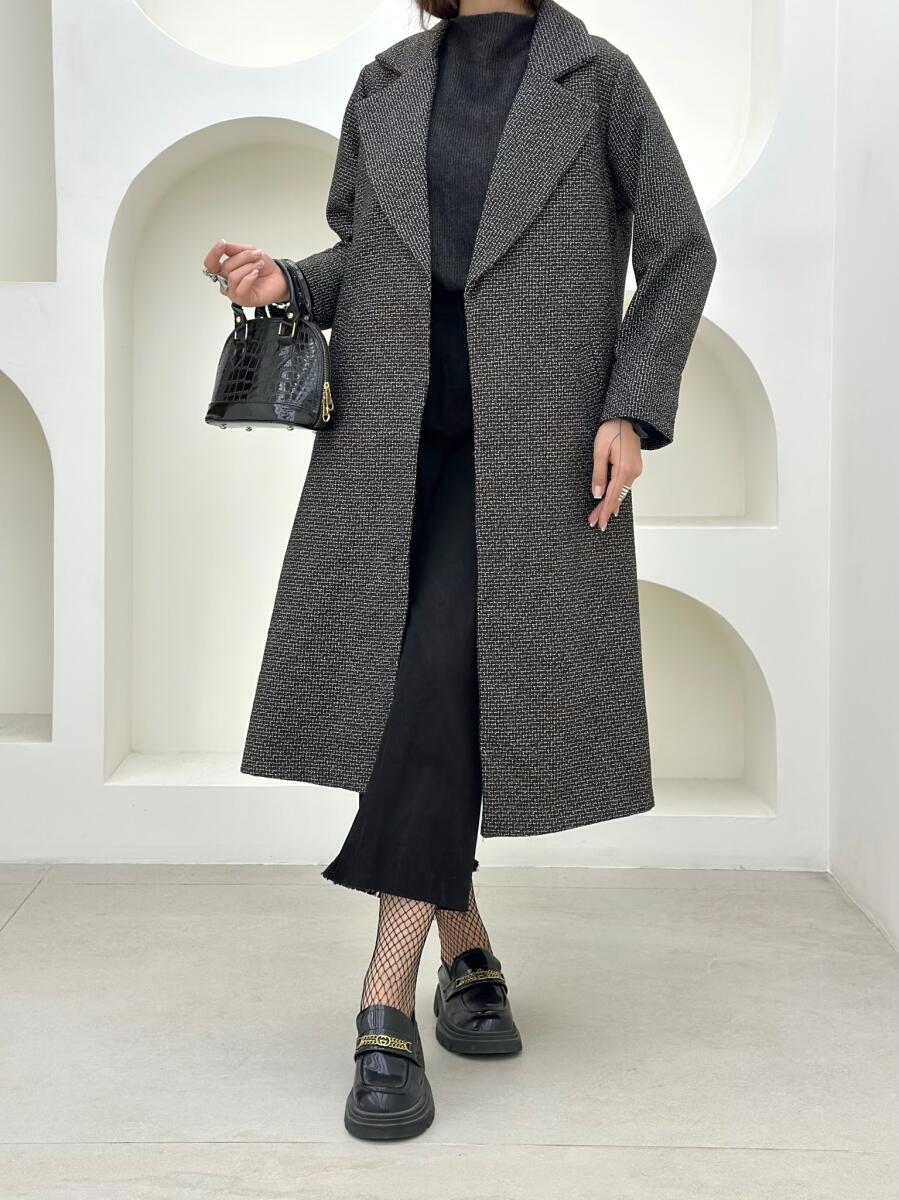 پالتو کلاسیک طرح بافت آستین دوبل آستردار pd421-15