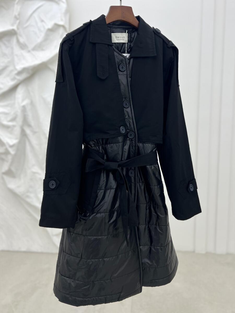 پالتو کاپشنی دکمه دار سرشانه پاگون دار آستردار pd420-9