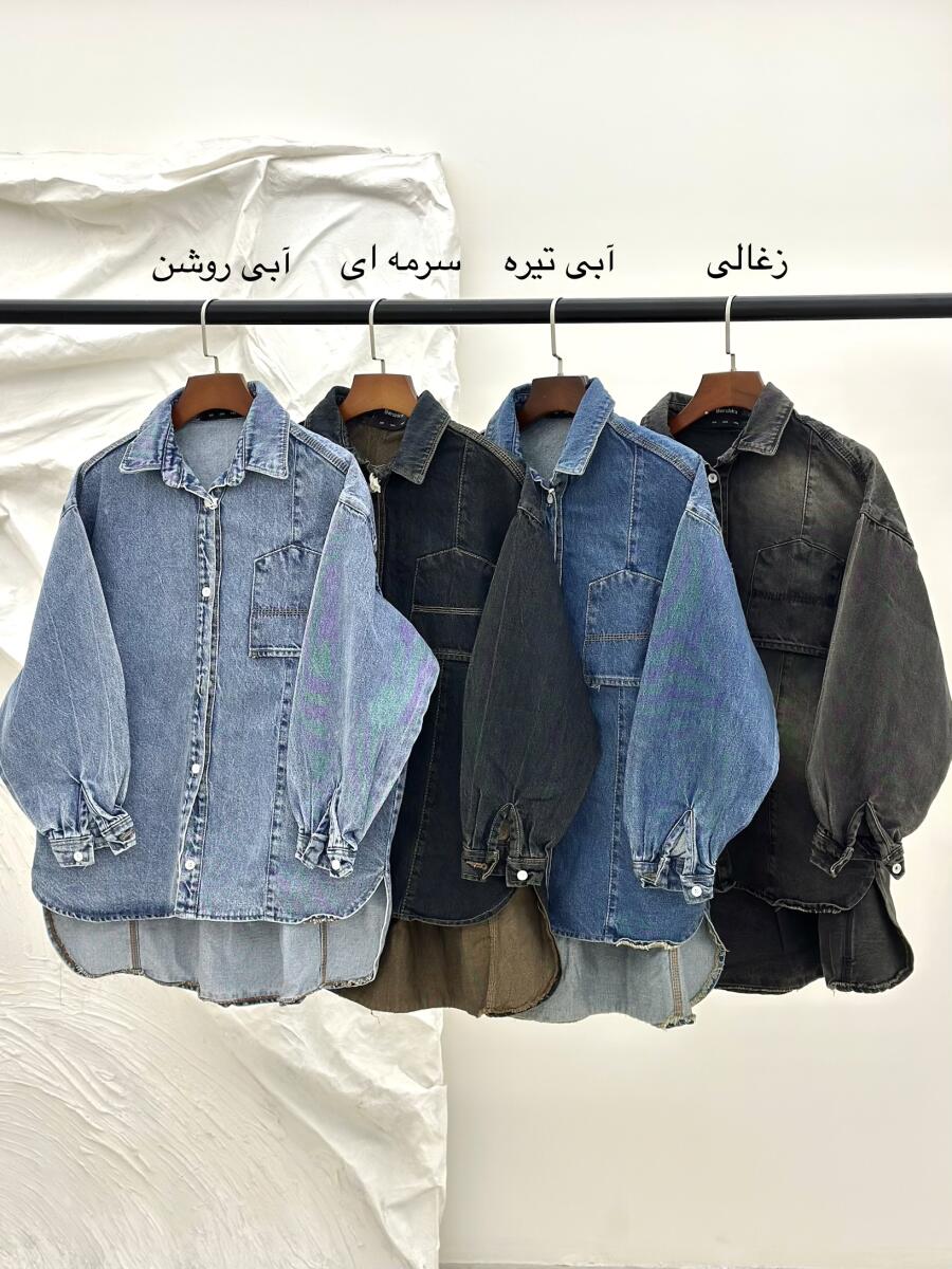 کت جین پاییزه دکمه دار آستین طرح پلیسه ای pd459-11