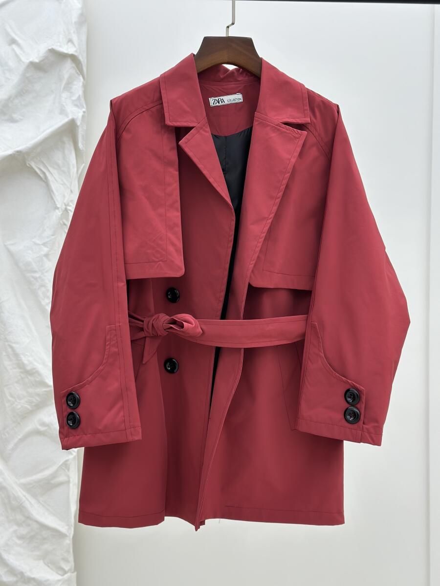 بارانی کتی طرح 4 دکمه کمربندار آستردار pd458-11