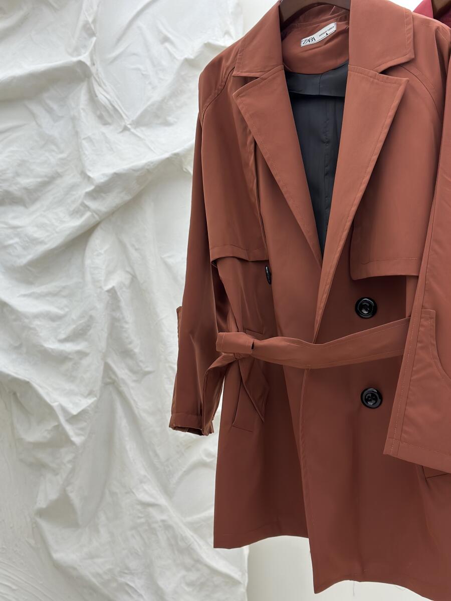 بارانی کتی طرح 4 دکمه کمربندار آستردار pd458-11